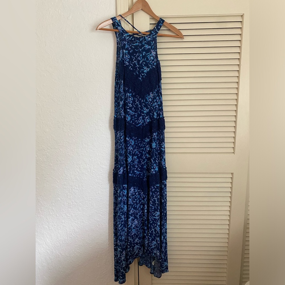 Dina Be SMALL dress blue floral embroidered